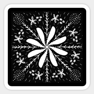 Black and White Flower Sticker